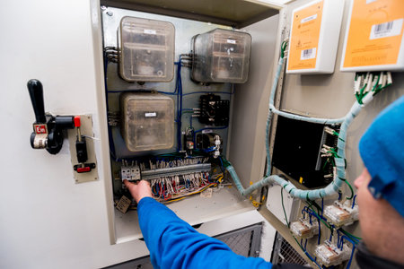 Hydroelectric power plant panel control. Electrical equipment.