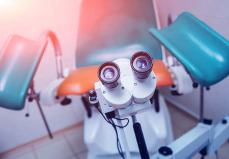 Gynecology colposcopy in clinic. Medical background. Modern clinicの写真素材