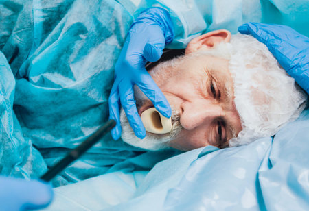 Endoscopy at the hospital. Doctor holding endoscope before gastroscopy. Medical examination