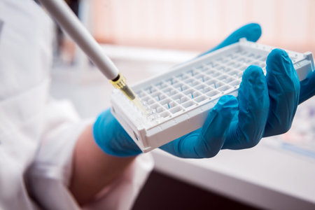 Medic staff at work in the laboratory. Background.