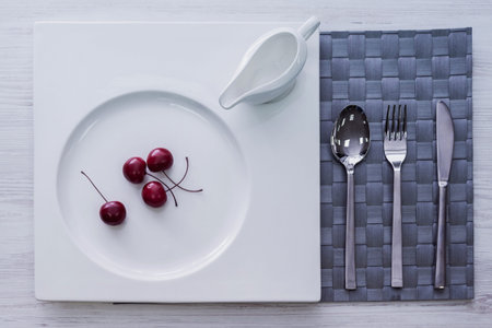 Beautiful decorated table at restaurant. Light background.