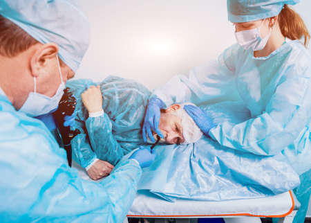 Endoscopy at the hospital. Doctor holding endoscope before gastroscopyの写真素材