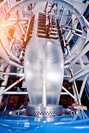 Automated production line in factory. Plastic bagの写真素材