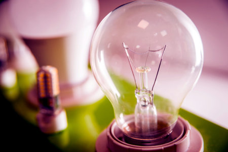 Led lamps technology. Electrical equipment. Background and texture.