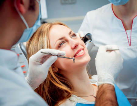 Young woman at the dental office. Medical equipment.の写真素材