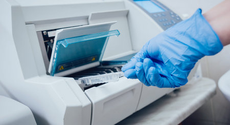 Medical equipment. Biochemistry test. Modern technology background.