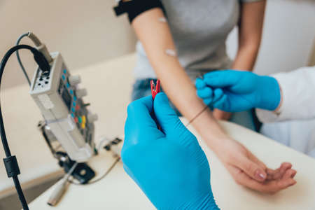 Reception at the doctor-neuropathologist. Medical examination in hospitalの写真素材