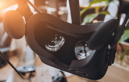 Virtual reality goggles on the table at the office.