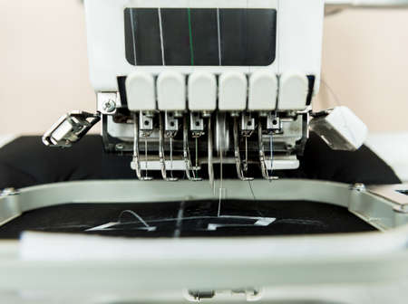 Fabric industry production line. Textile factory. Working tailoring processの写真素材