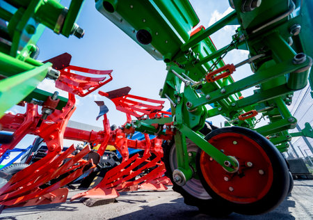 Modern agricultural machinery and equipment. Industrial details.