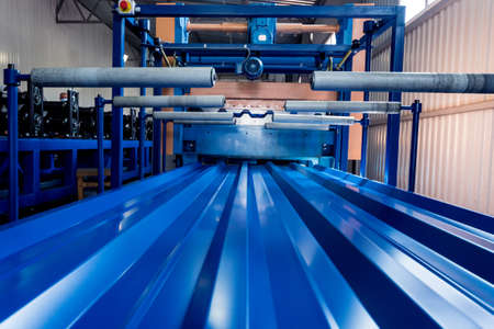 Metal sheet forming machine at the modern metalwork factory.の写真素材