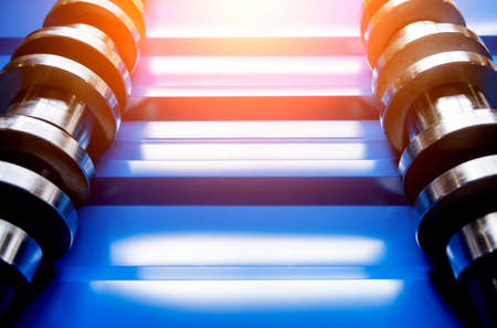 Metal sheet forming machine at the modern metalwork factory.の写真素材