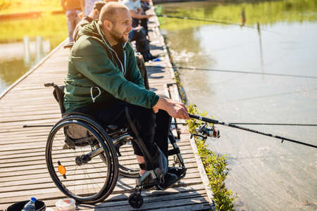Championship in sports fishing among people with disabilities.の写真素材
