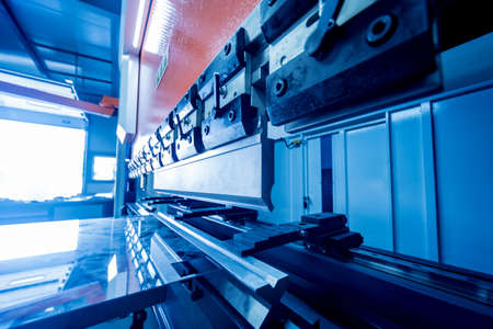 Modren hydraulic bending machine at metal manufactoryの写真素材