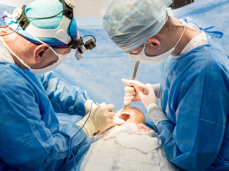 Surgery to remove the breast and replace it with an implant.の写真素材