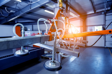 Suction cups equipment for transporting large sheets of metal