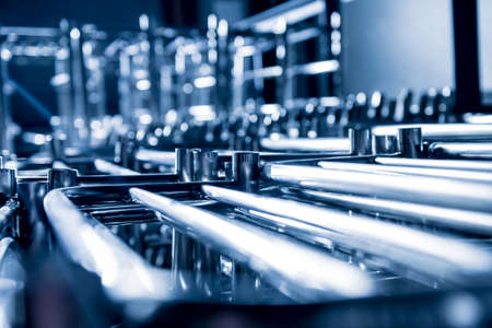 Abstract industrial background of metal pipes construction.の写真素材