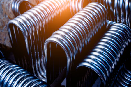 Abstract industrial background of metal pipes construction.