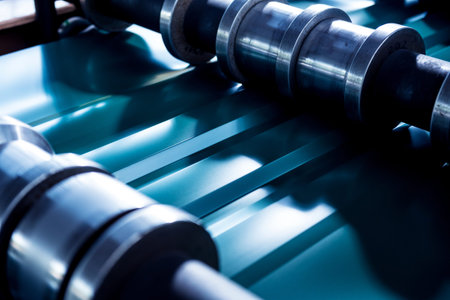 Metal sheet forming machine at the modern metalwork factory.