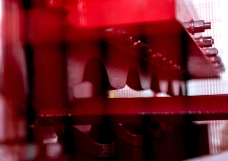 Metal sheet forming machine at the modern metalwork factory.