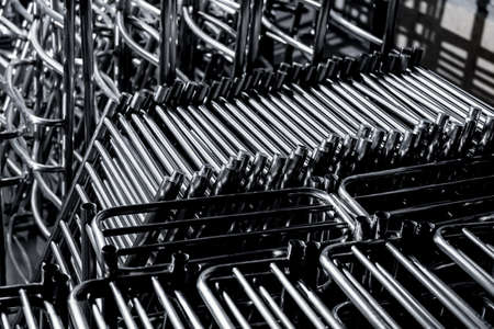 Abstract industrial background of metal pipes construction.の写真素材