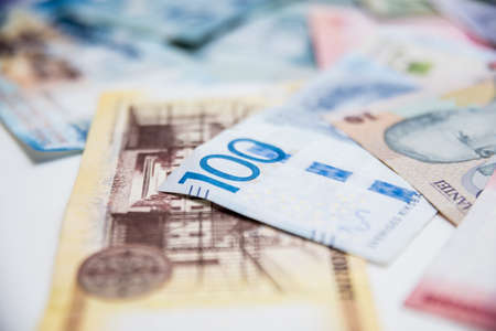 Paper money background of the different countriesの写真素材