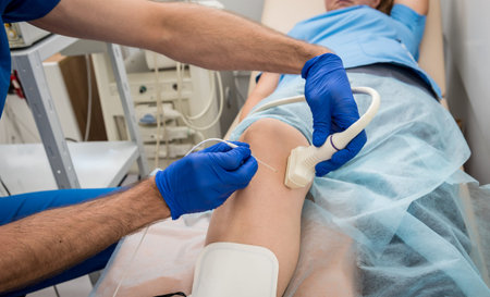 Cardiologist use tubes and ultrasound for radiofrequency catheter ablation.