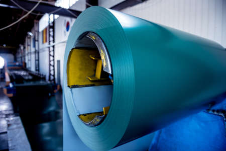 Metal sheet forming machine at the modern metalwork factory.の写真素材