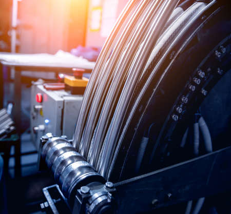 Roll bending industry machine make pipe formationの写真素材