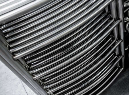 Abstract industrial background of metal pipes construction.の写真素材