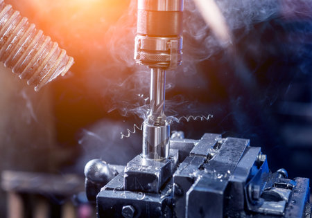 Drilling machine with drill bit for tapping.