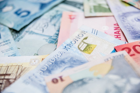 Paper money background of the different countriesの写真素材