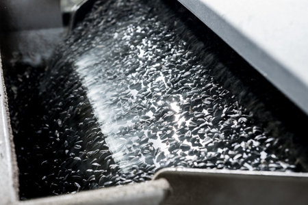 Roasted sunflower seeds equipment at modern factoryの写真素材