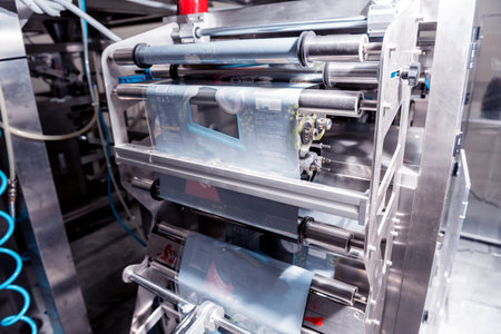 Vertical multi-head weigher packaging machine snacks and chips in a factory