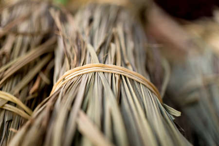 Beautiful background of bunches of dried strawの写真素材