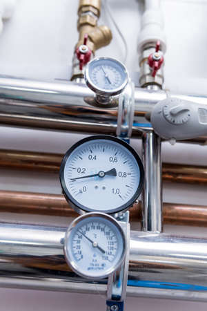 Boiler room equipment for modern heating systemの写真素材