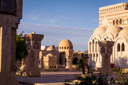Beautiful large Islamic mosque at the sky backgroundの写真素材
