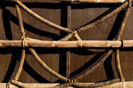 Texture and pattern of old brown ropeの写真素材