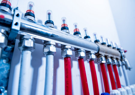 Pump for a water underfloor heating system at homeの写真素材