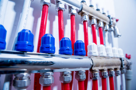 Pump for a water underfloor heating system at homeの写真素材