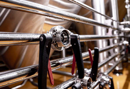 Craft beer brewing equipment in privat breweryの写真素材
