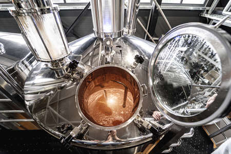 Craft beer brewing equipment in privat breweryの写真素材