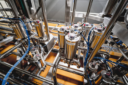 Craft beer brewing equipment in privat breweryの写真素材