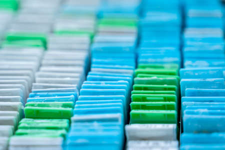 Multicolored patient tissue blocks at modern laboratoryの写真素材