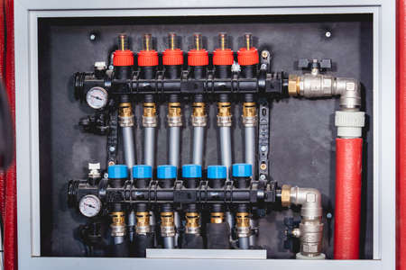 Pump for a water underfloor heating system at home.の写真素材