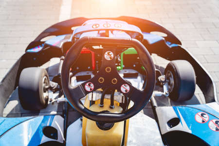 Go carts at the track and ready to startの写真素材