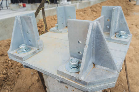 Different sections of the construction of a power transmission substation.の写真素材