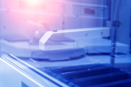 Automatic multi slides stainer at the modern laboratory.