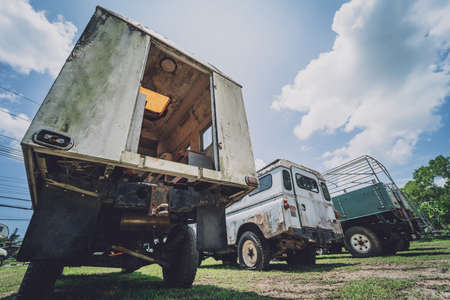 Old rusty cars for safari in the jungle of Africaの写真素材