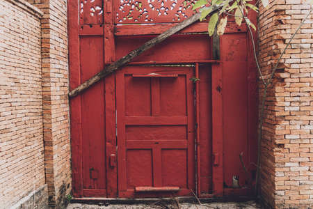 Background and texture of old wooden wallの写真素材